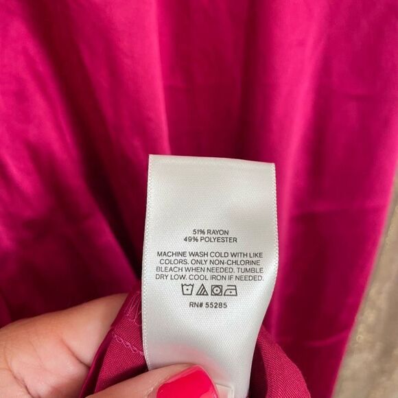 Express Magenta Pink Satin Cowl Neck Midi Slip Dress, S - Picture 6 of 6